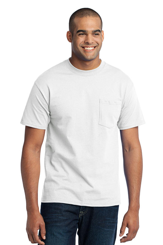 Port & Company Core Blend Pocket Tee. PC55P White