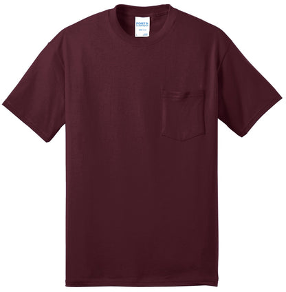 Port & Company Core Blend Pocket Tee. PC55P Athletic Maroon