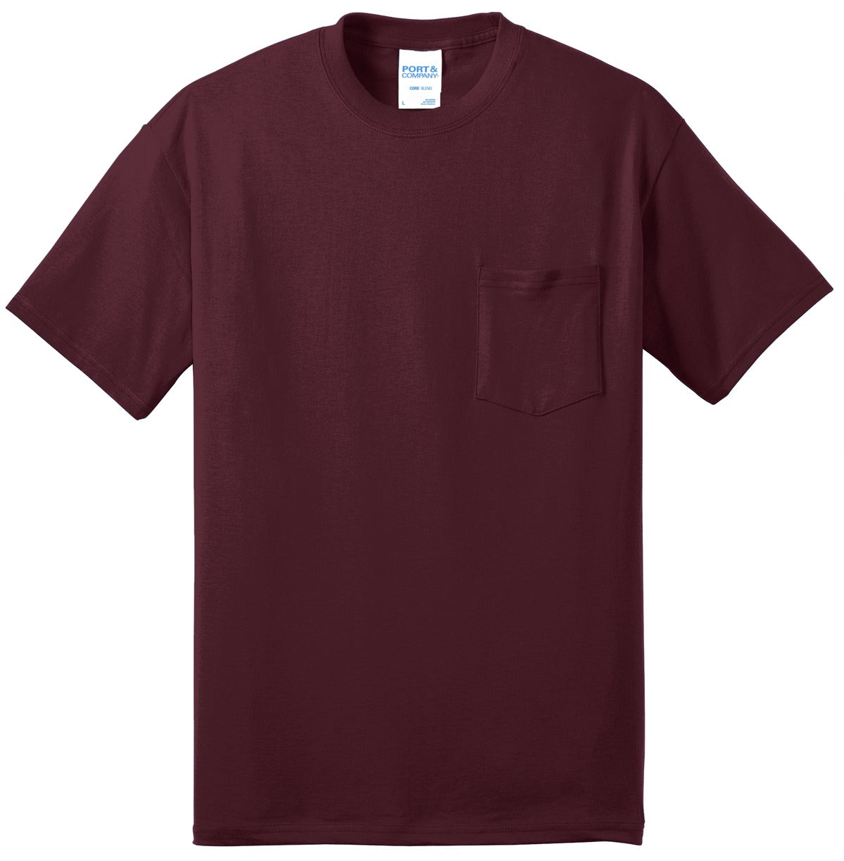 Port & Company Tall Core Blend Pocket Tee. PC55PT Athletic Maroon Tall