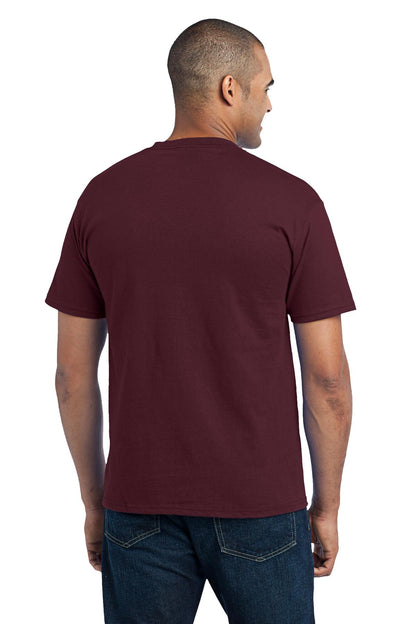 Port & Company Core Blend Pocket Tee. PC55P Athletic Maroon