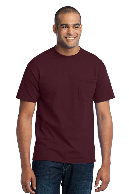 Port & Company Tall Core Blend Pocket Tee. PC55PT Athletic Maroon Tall
