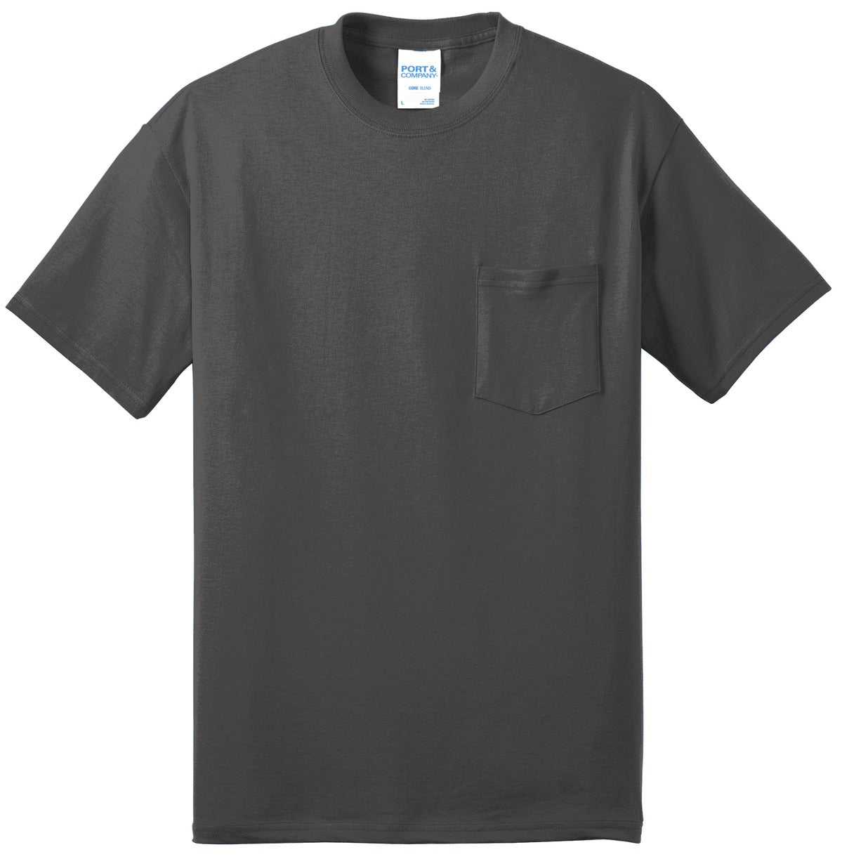 Port & Company Tall Core Blend Pocket Tee. PC55PT Charcoal Tall