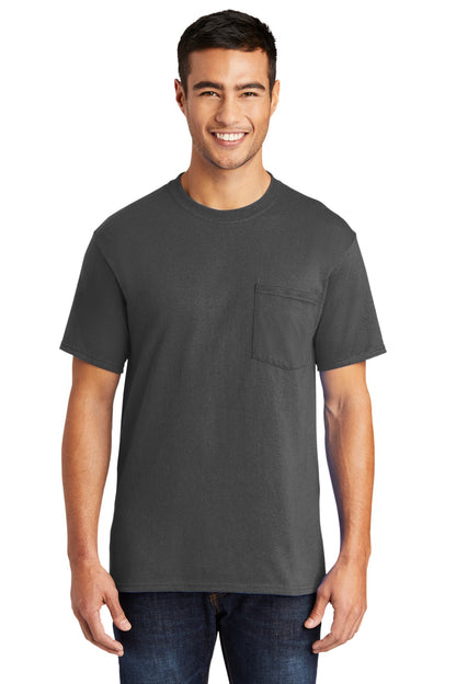 Port & Company Tall Core Blend Pocket Tee. PC55PT Charcoal Tall