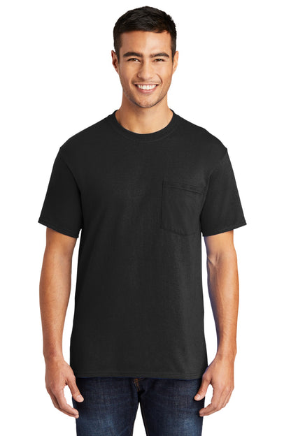 Port & Company Core Blend Pocket Tee. PC55P Jet Black