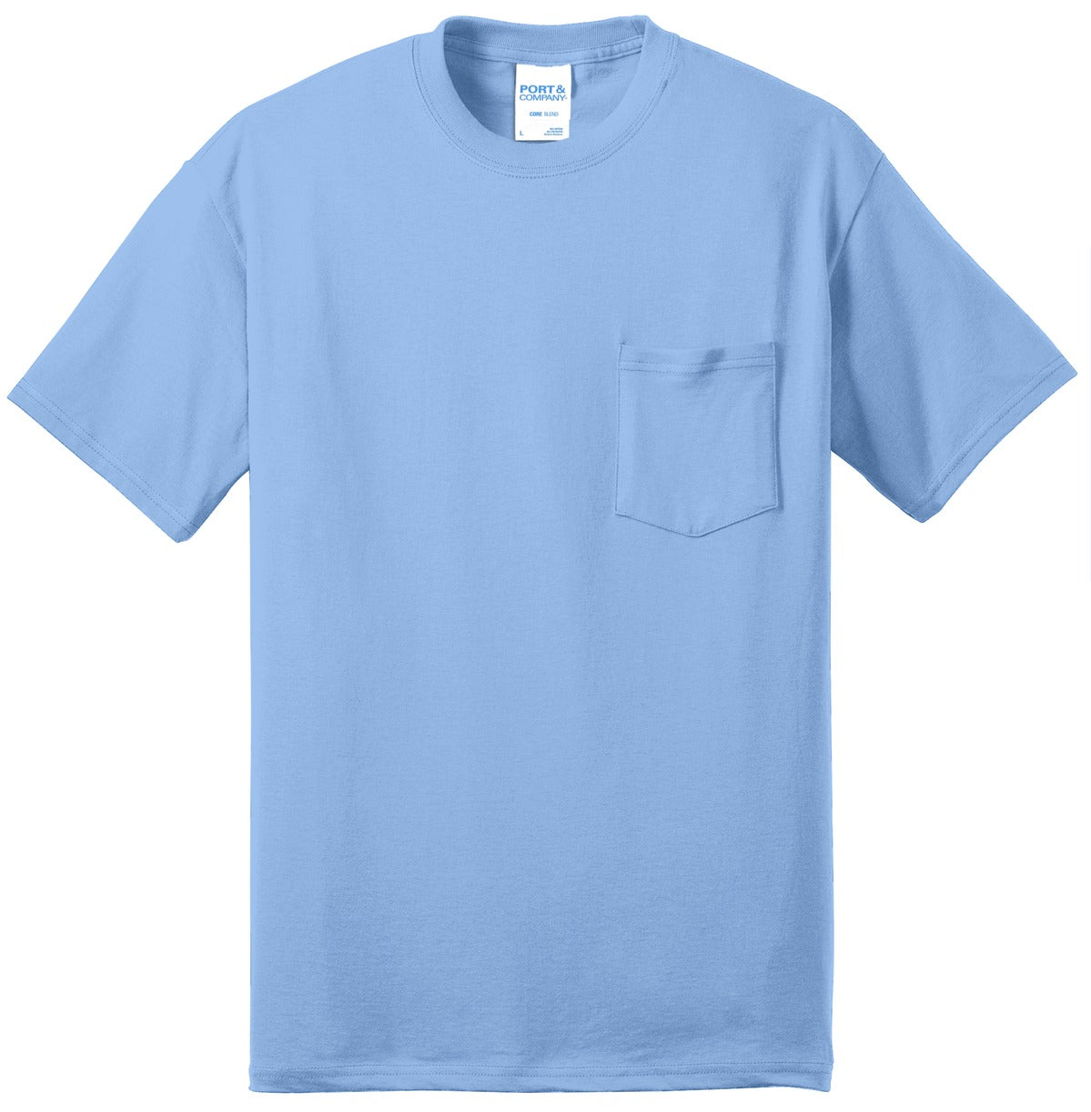 Port & Company Tall Core Blend Pocket Tee. PC55PT Light Blue Tall