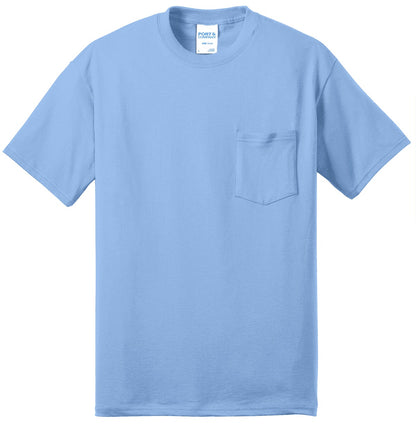 Port & Company Tall Core Blend Pocket Tee. PC55PT Light Blue Tall