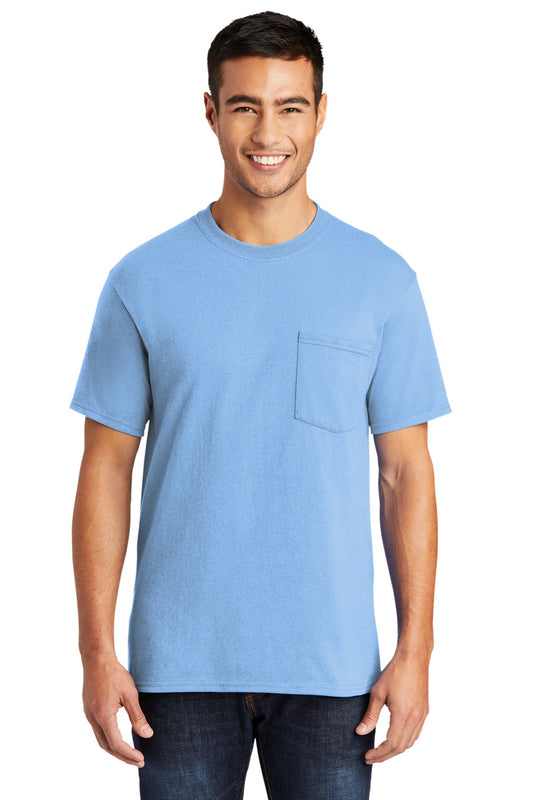 Port & Company Tall Core Blend Pocket Tee. PC55PT Light Blue Tall