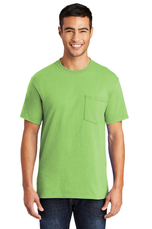 Port & Company Core Blend Pocket Tee. PC55P Lime
