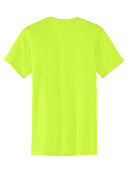 Port & Company Core Blend Pocket Tee. PC55P Safety Green