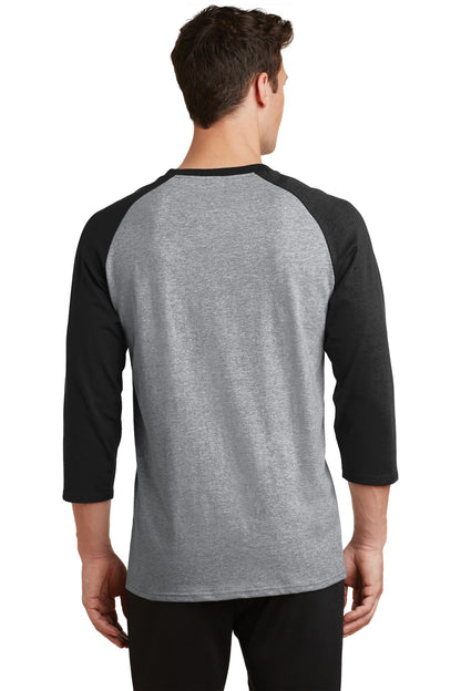 Port & Company Core Blend 3/4-Sleeve Raglan Tee. PC55RS Athletic Heather/ Jet Black
