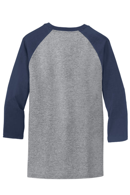 Port & Company Core Blend 3/4-Sleeve Raglan Tee. PC55RS Athletic Heather/ Navy