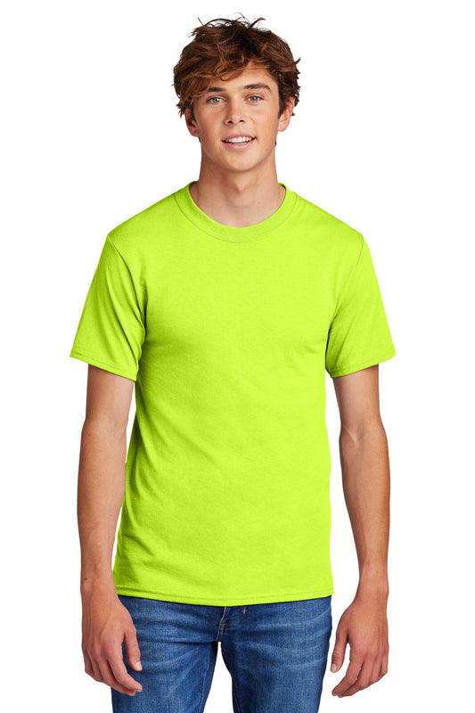 Port & Company Core Blend Tee.  PC55 Safety Green