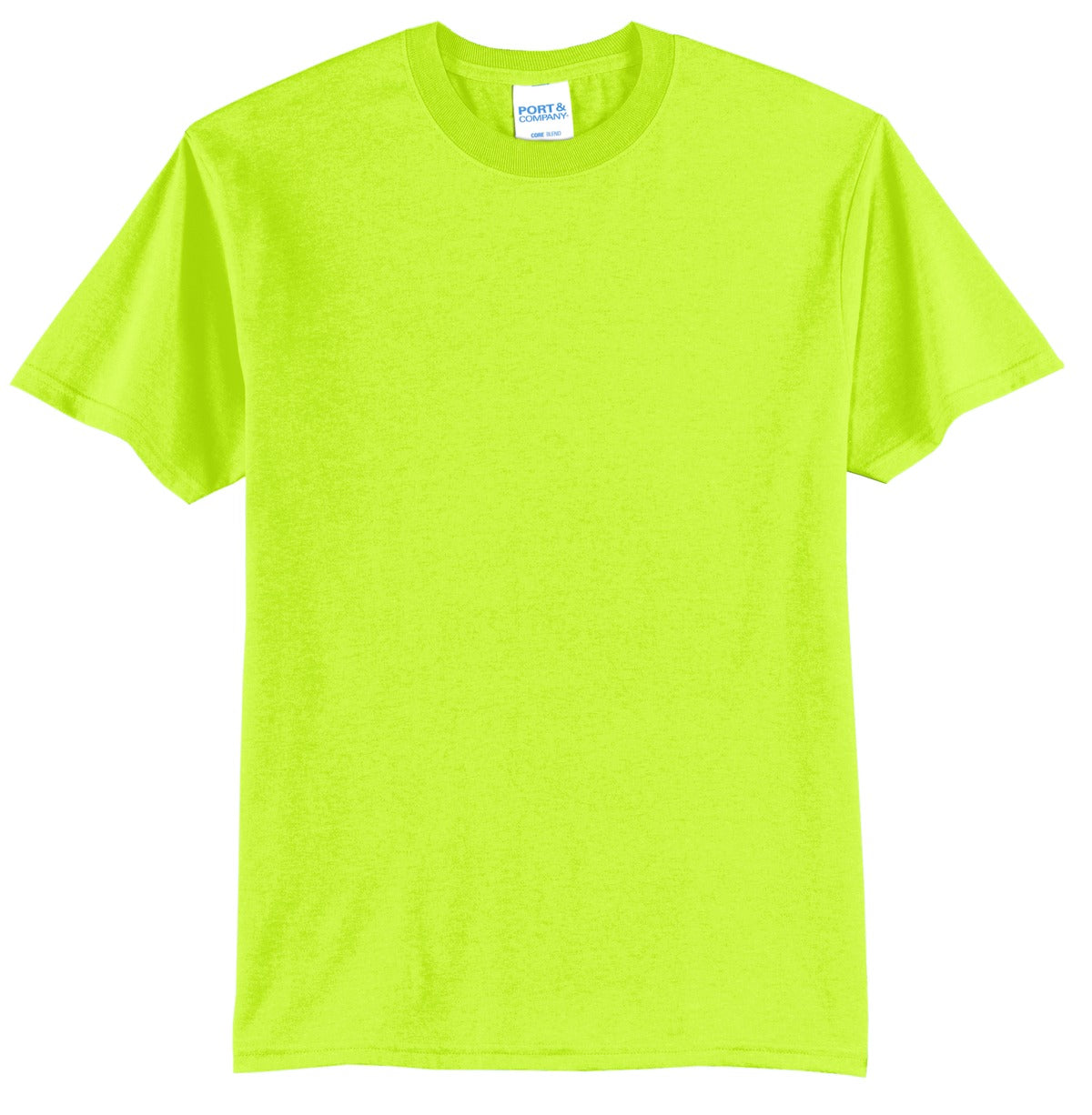 Port & Company Core Blend Tee.  PC55 Safety Green