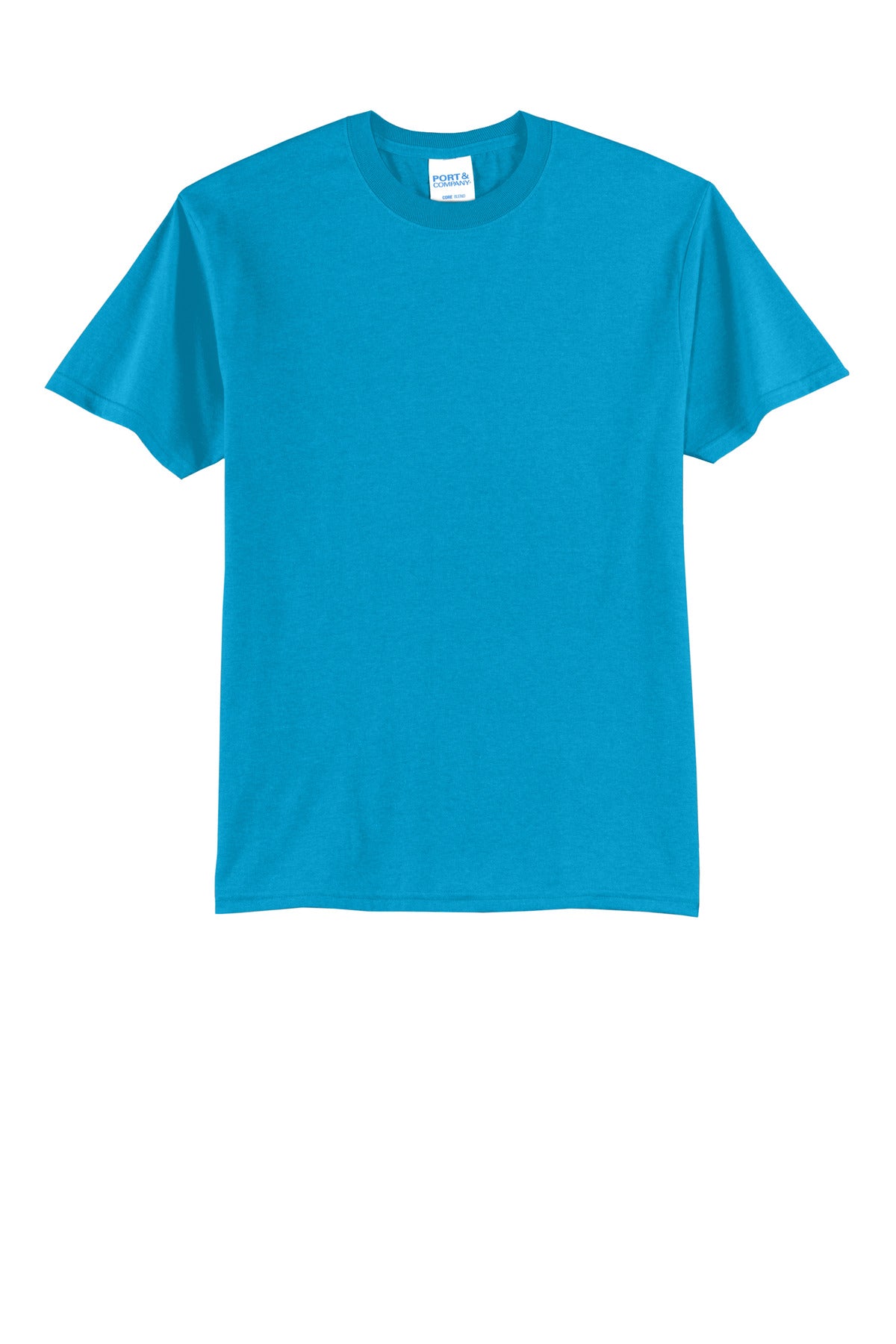 Port & Company Core Blend Tee.  PC55 Neon Blue