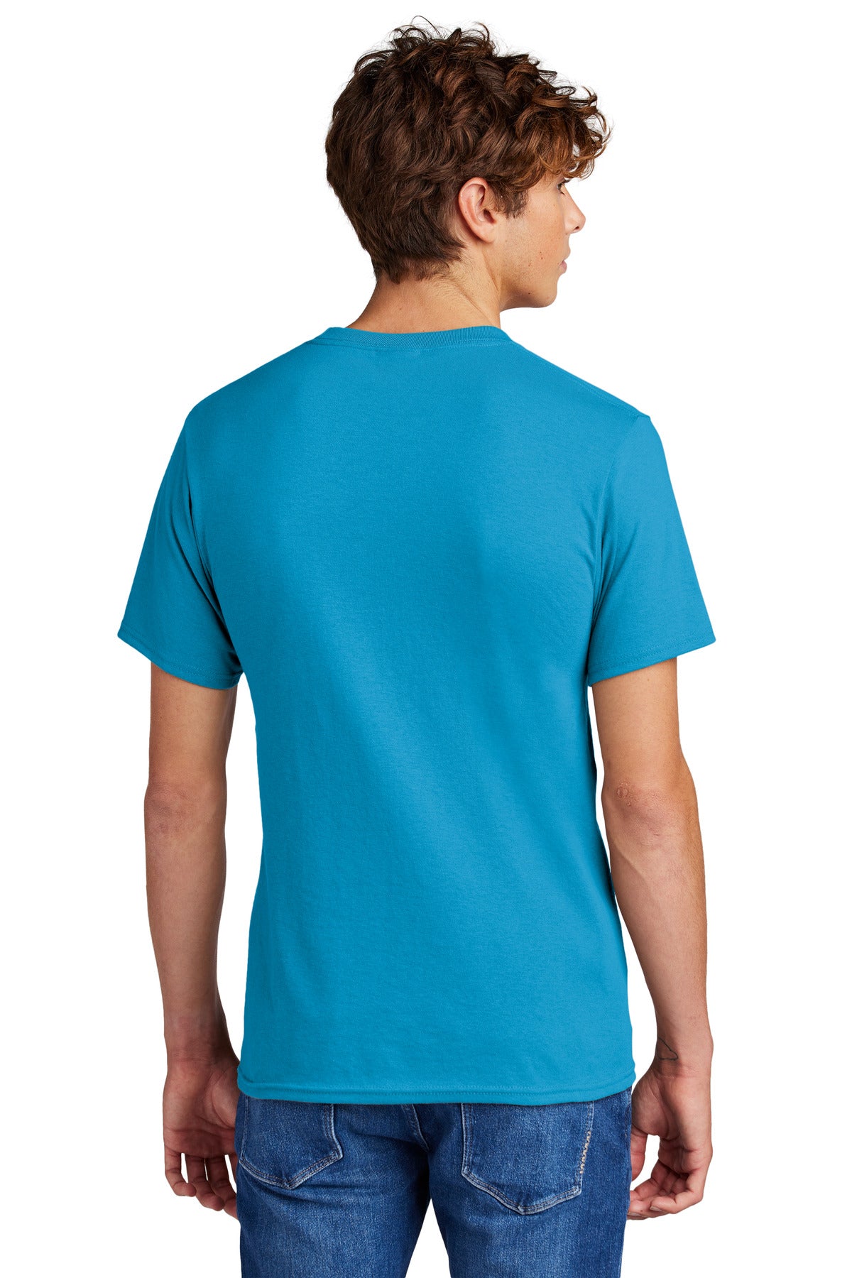 Port & Company Core Blend Tee.  PC55 Neon Blue