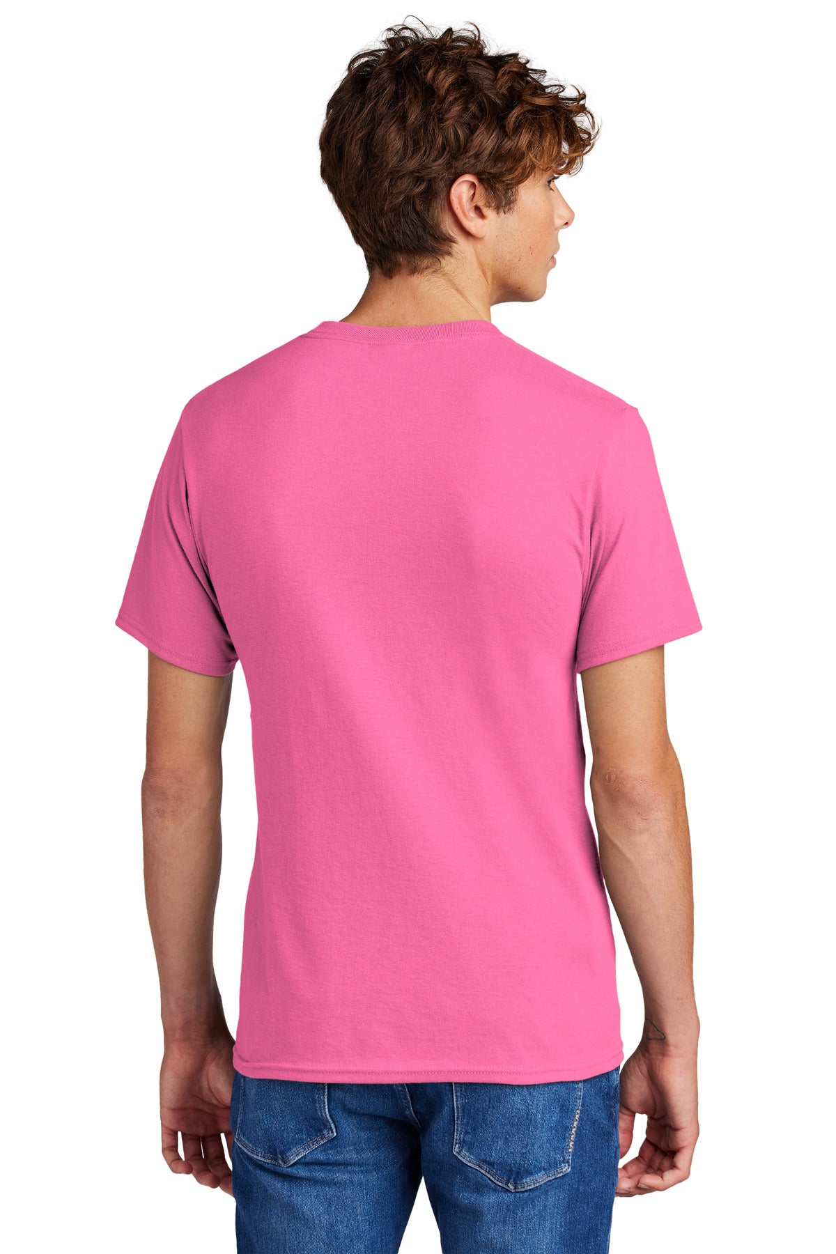 Port & Company Core Blend Tee.  PC55 Neon Pink