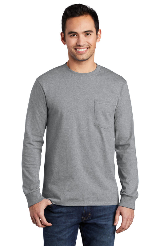 Port & Company Tall Long Sleeve Essential Pocket Tee. PC61LSPT Athletic Heather Tall