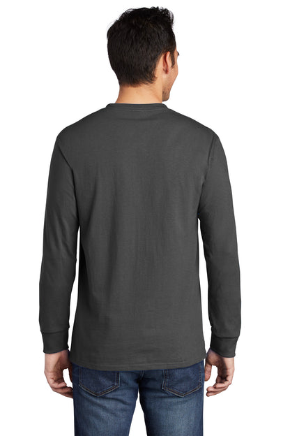 Port & Company Tall Long Sleeve Essential Pocket Tee. PC61LSPT Charcoal Tall