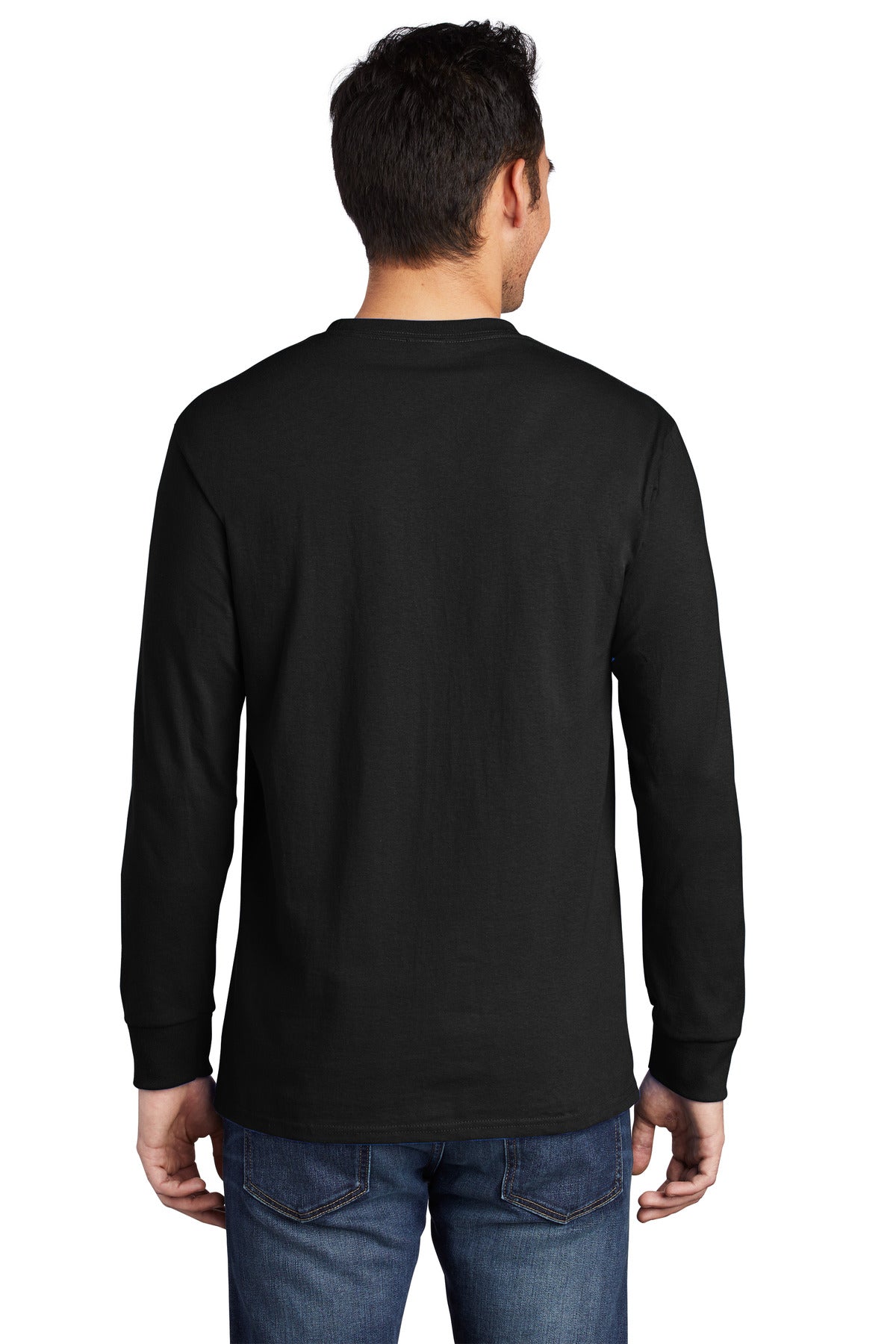 Port & Company Tall Long Sleeve Essential Pocket Tee. PC61LSPT Jet Black Tall