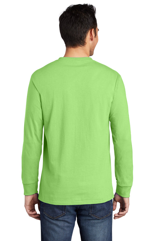 Port & Company Tall Long Sleeve Essential Pocket Tee. PC61LSPT Lime Tall