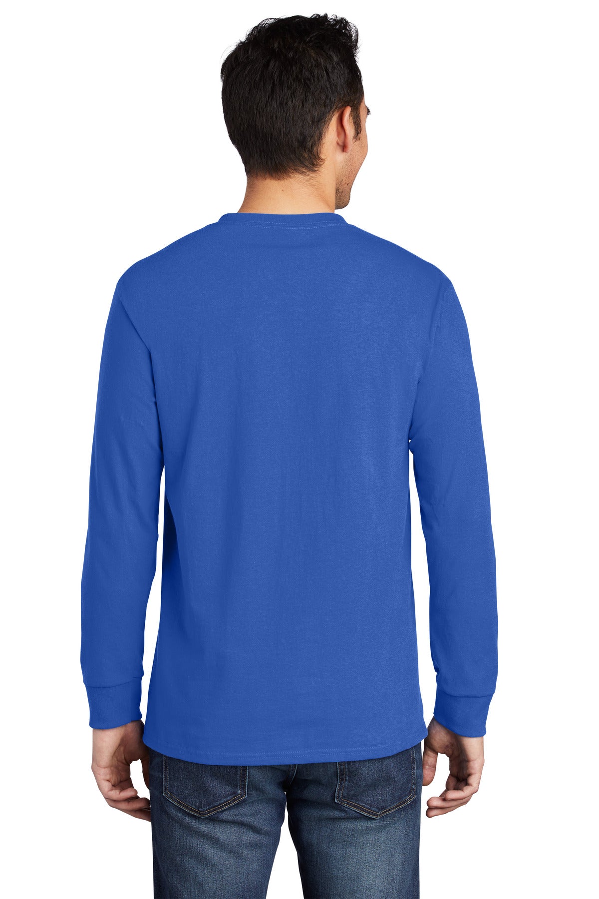 Port & Company Long Sleeve Essential Pocket Tee.  PC61LSP Royal