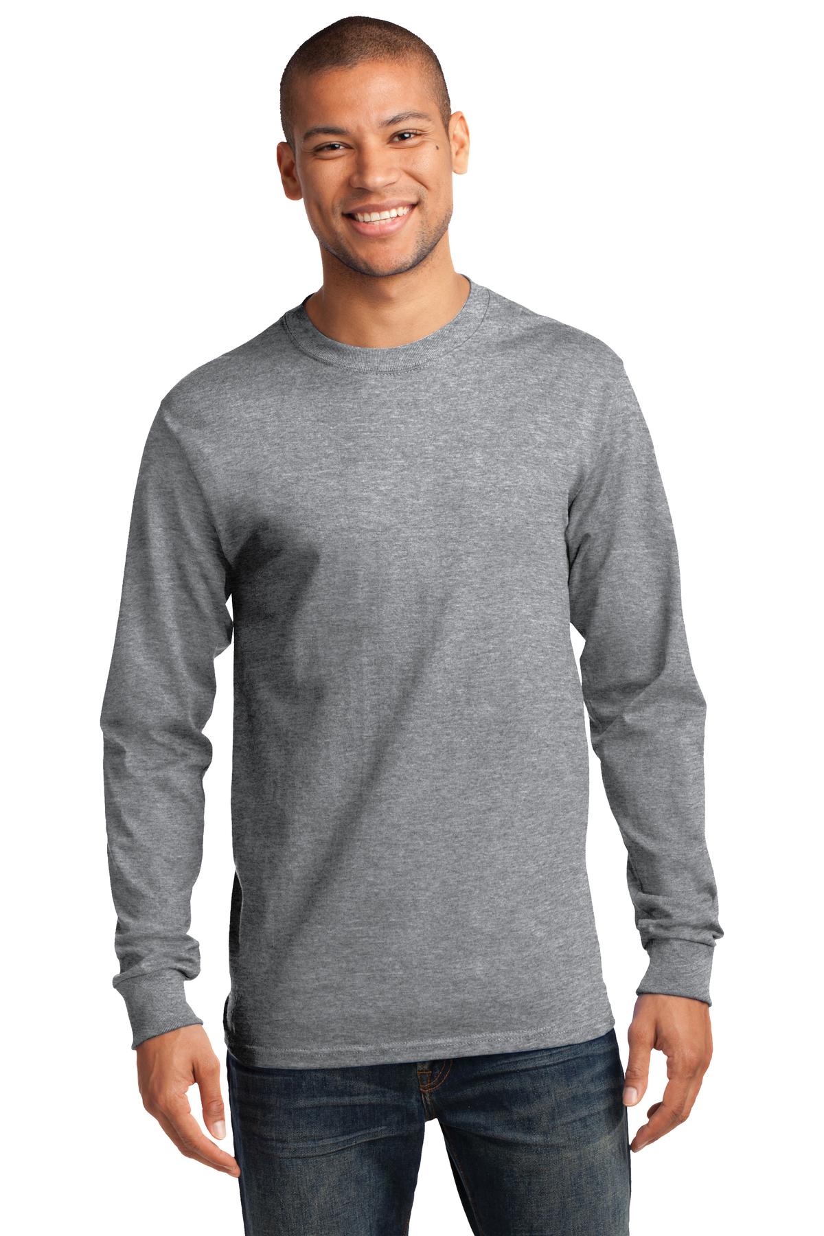 Port & Company Tall Long Sleeve Essential Tee. PC61LST Athletic Heather Tall