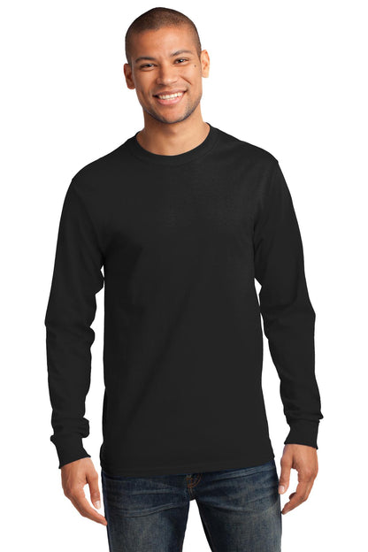 Port & Company Tall Long Sleeve Essential Tee. PC61LST Jet Black Tall