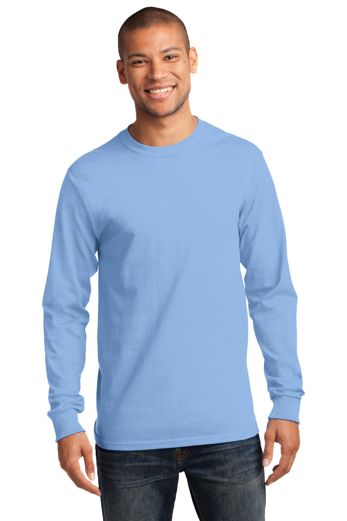 Port & Company Tall Long Sleeve Essential Tee. PC61LST Light Blue Tall