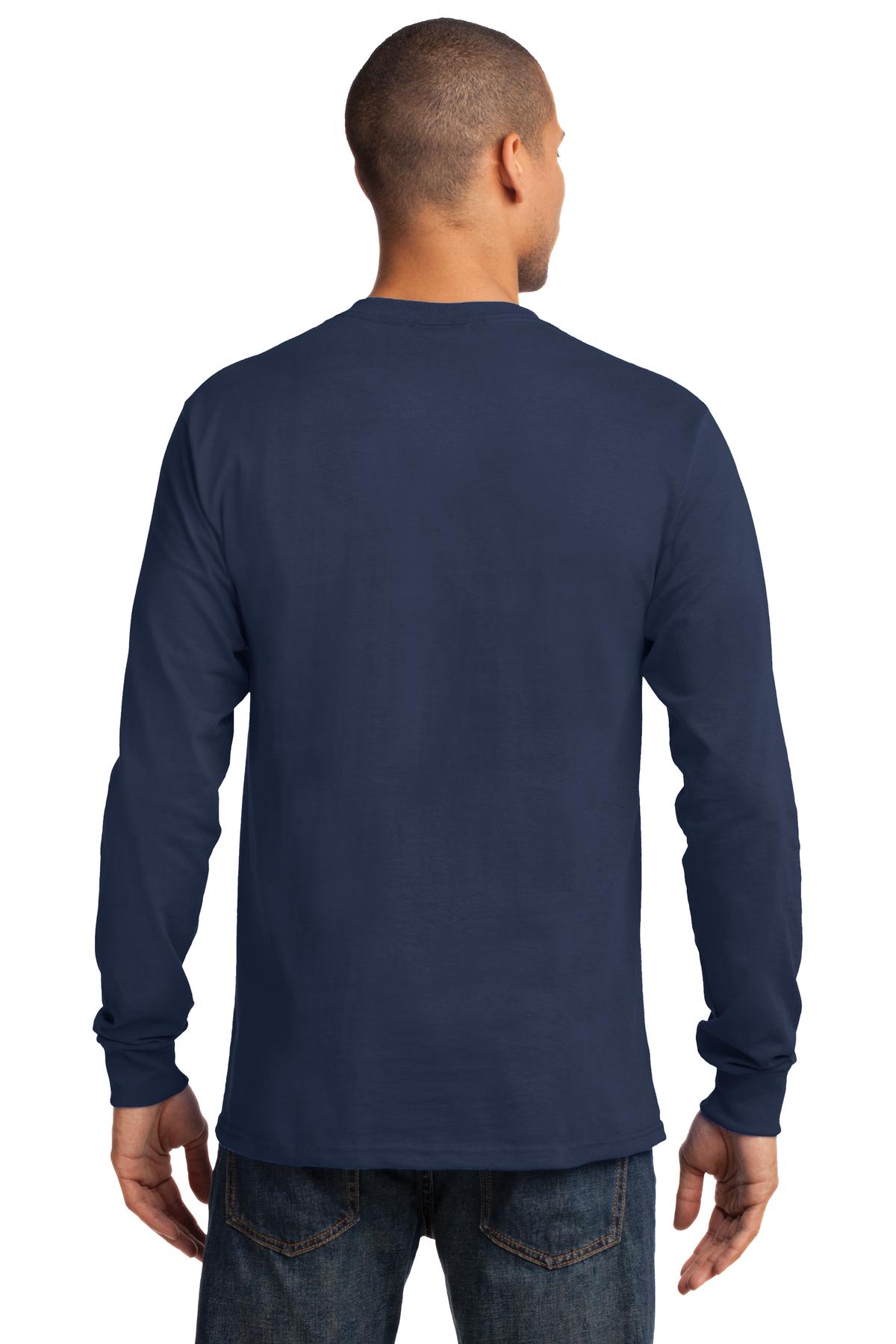 Port & Company Tall Long Sleeve Essential Tee. PC61LST Navy Tall