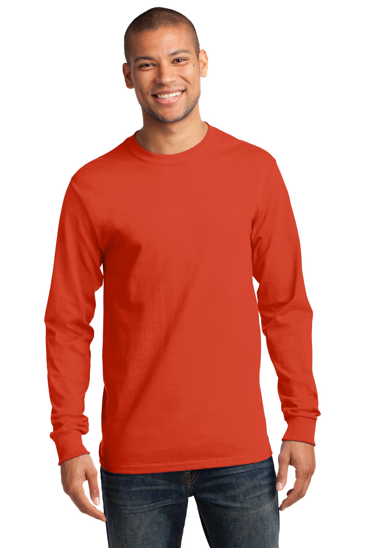 Port & Company Tall Long Sleeve Essential Tee. PC61LST Orange Tall