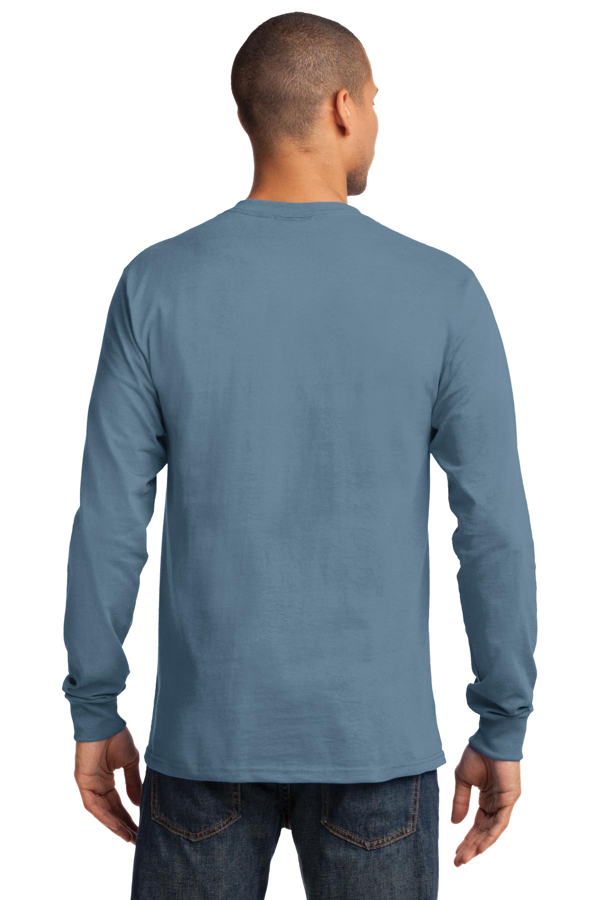 Port & Company Tall Long Sleeve Essential Tee. PC61LST Stonewashed Blue Tall