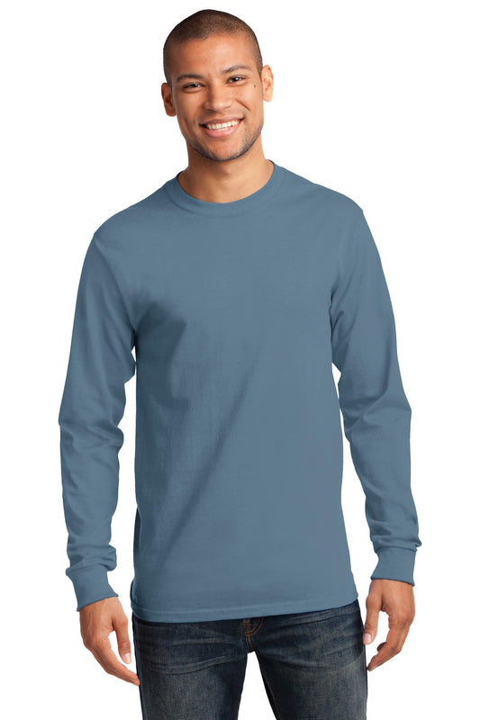 Port & Company Tall Long Sleeve Essential Tee. PC61LST Stonewashed Blue Tall