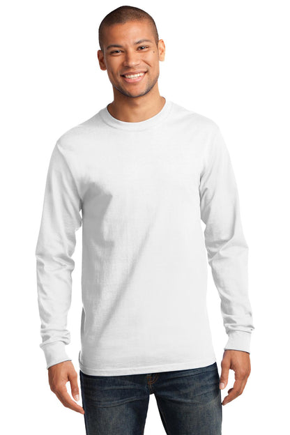 Port & Company Tall Long Sleeve Essential Tee. PC61LST White Tall