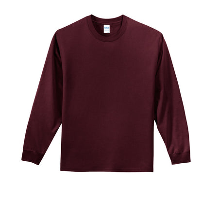 Port & Company Long Sleeve Essential Tee. PC61LS Athletic Maroon