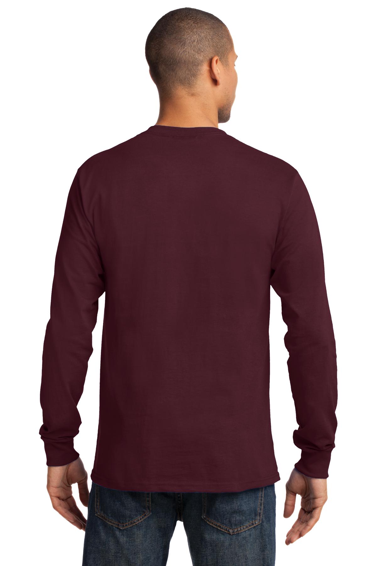 Port & Company Long Sleeve Essential Tee. PC61LS Athletic Maroon