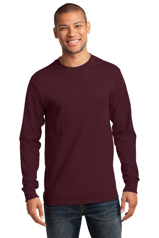 Port & Company Long Sleeve Essential Tee. PC61LS Athletic Maroon