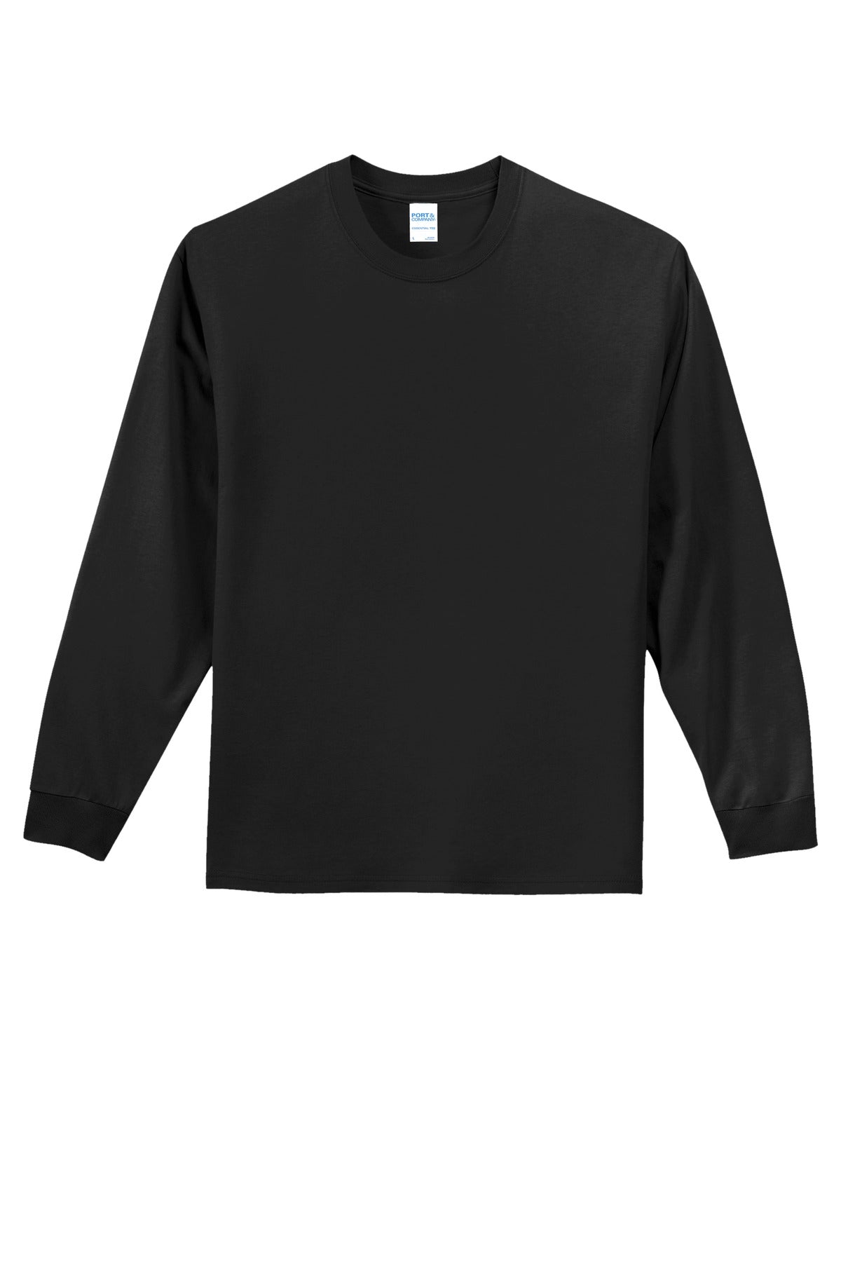 Port & Company Tall Long Sleeve Essential Tee. PC61LST Jet Black Tall