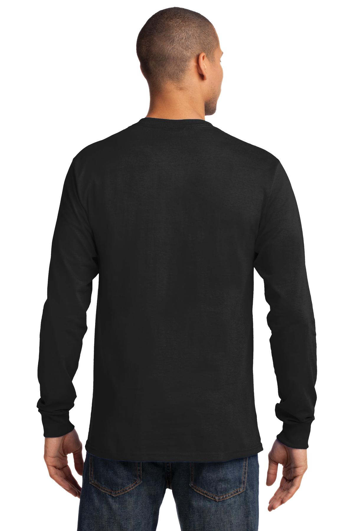 Port & Company Long Sleeve Essential Tee. PC61LS Jet Black