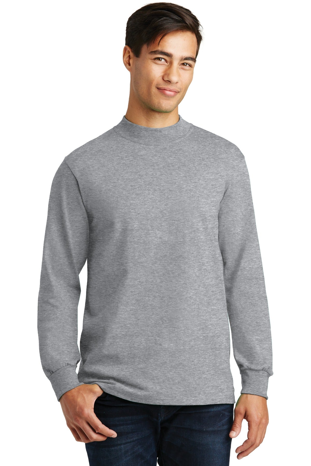 Port & Company Essential Mock Turtleneck.  PC61M Athletic Heather