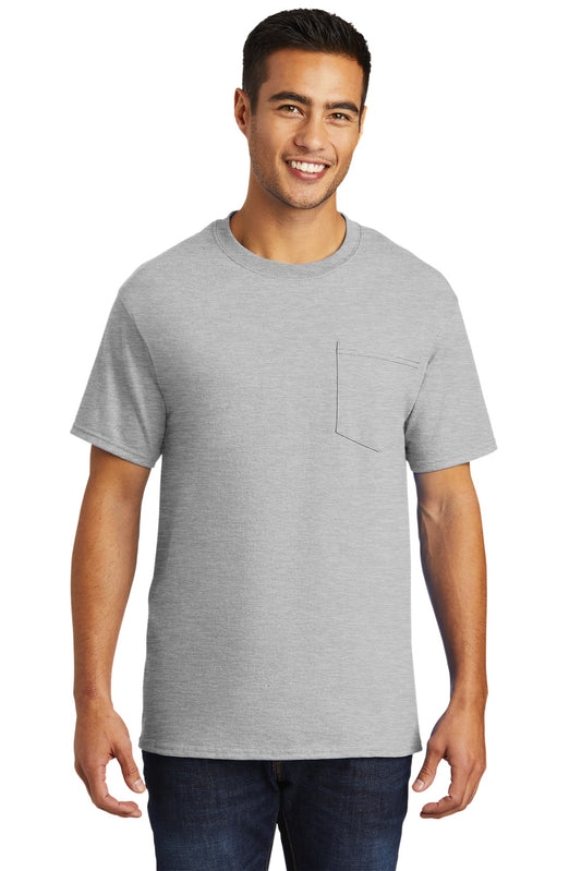 Port & Company Tall Essential Pocket Tee. PC61PT Ash Tall