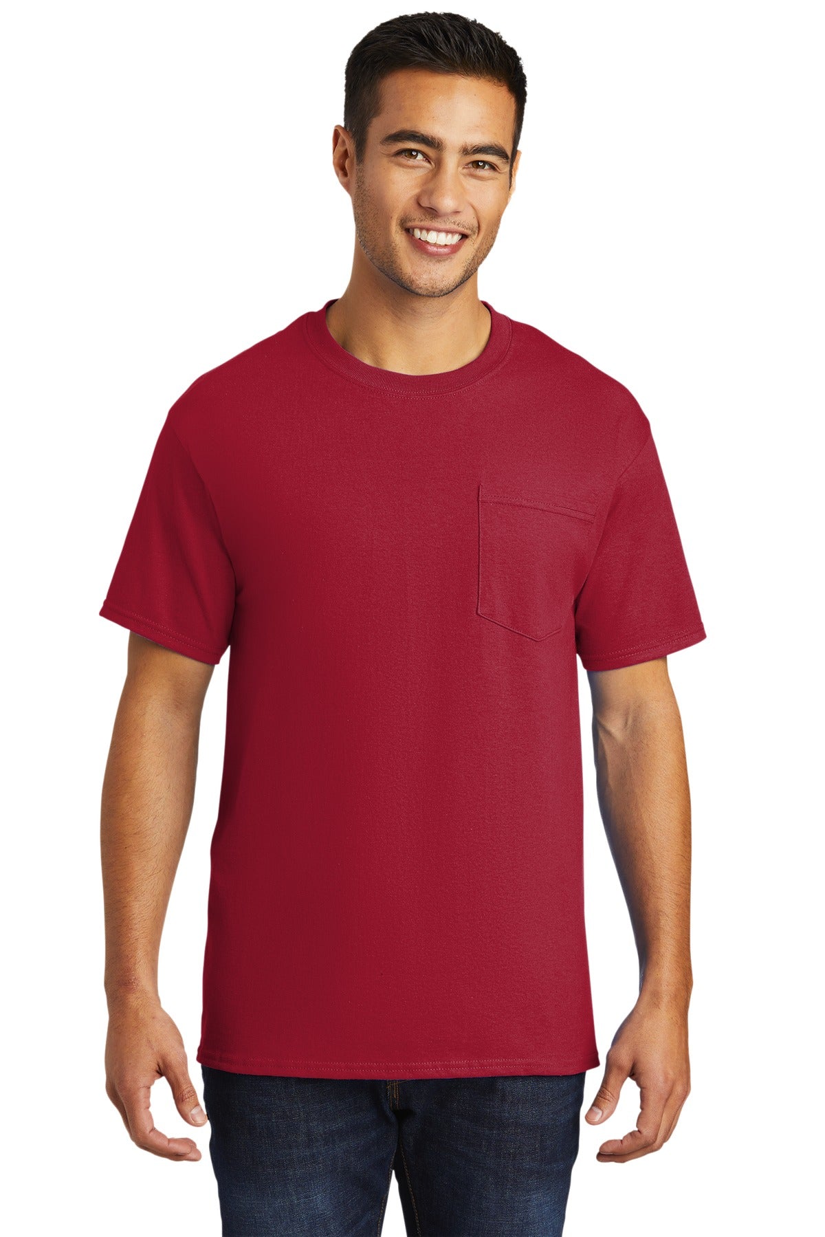 Port & Company Tall Essential Pocket Tee. PC61PT Red Tall