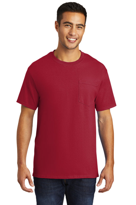 Port & Company Tall Essential Pocket Tee. PC61PT Red Tall