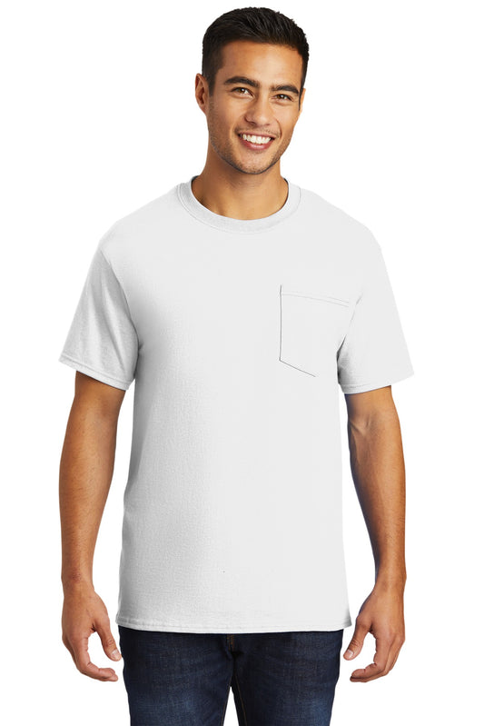 Port & Company Tall Essential Pocket Tee. PC61PT White Tall