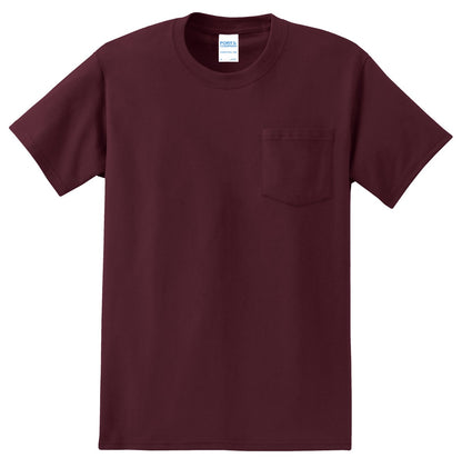 Port & Company Essential Pocket Tee. PC61P Athletic Maroon
