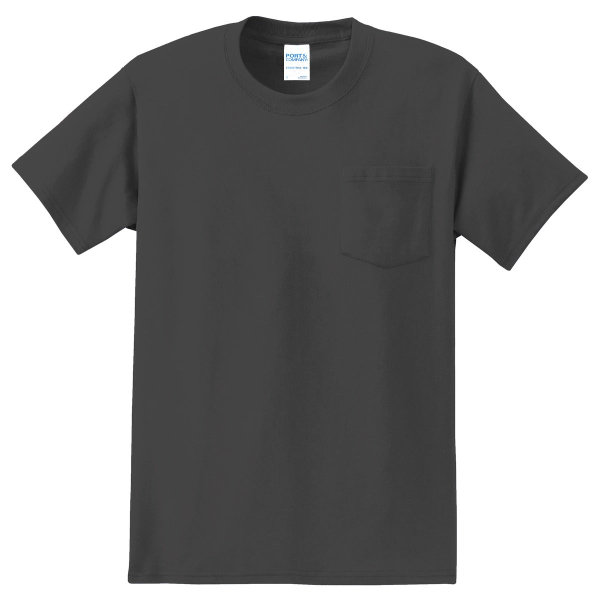 Port & Company Essential Pocket Tee. PC61P Charcoal