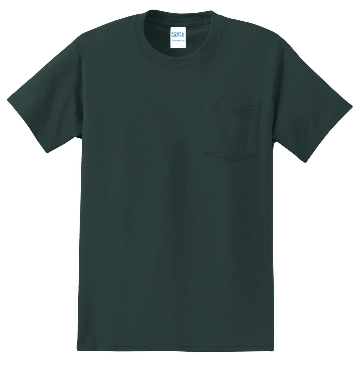 Port & Company Essential Pocket Tee. PC61P Dark Green