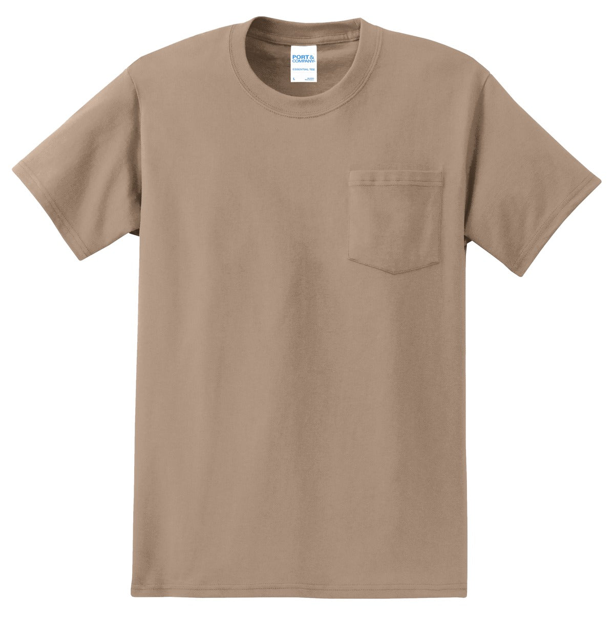 Port & Company Tall Essential Pocket Tee. PC61PT Sand Tall