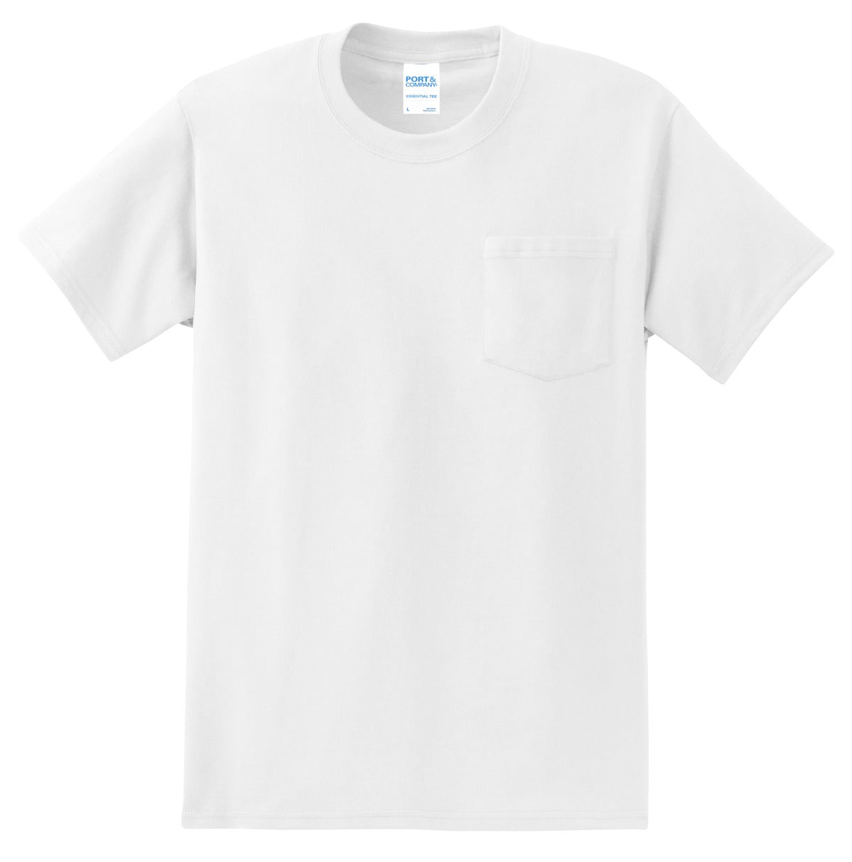 Port & Company Tall Essential Pocket Tee. PC61PT White Tall