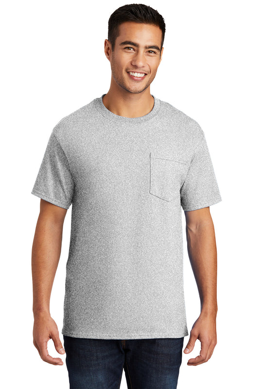 Port & Company Essential Pocket Tee. PC61P Ash