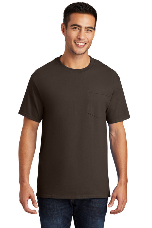 Port & Company Essential Pocket Tee. PC61P Brown